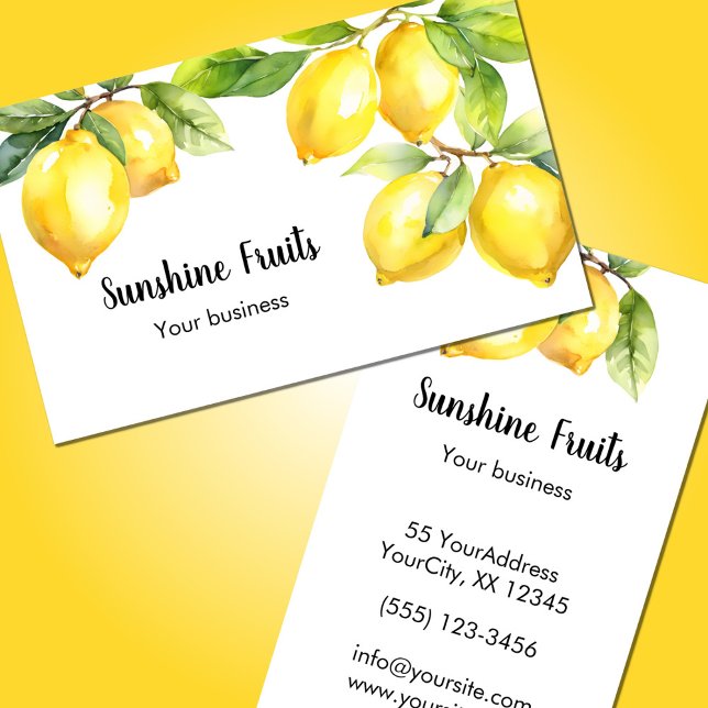 Tarjeta De Visita Lemones de color amarillo verde fruta (Subido por el creador)