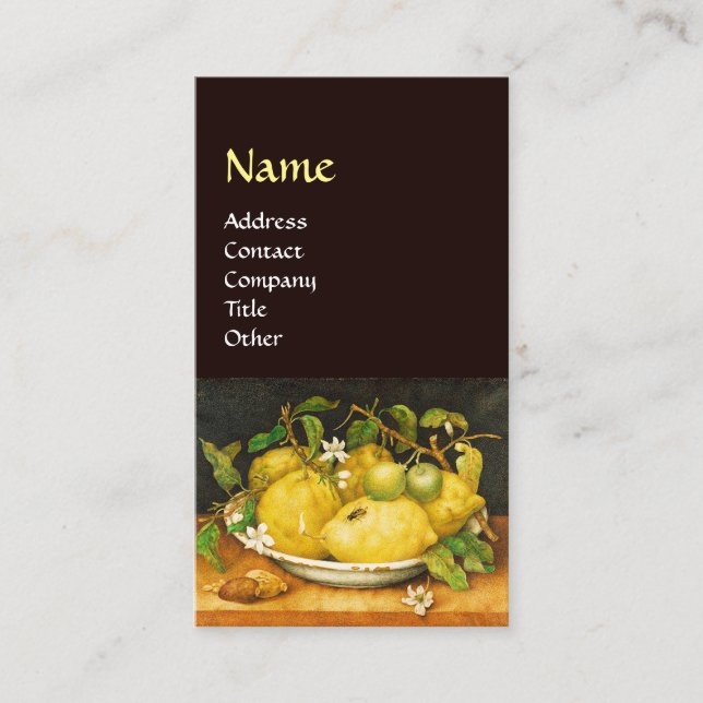 TARJETA DE VISITA LEMONES DE FRUTAS DE TEMPORADA Y FLORES BLANCOS (Anverso)