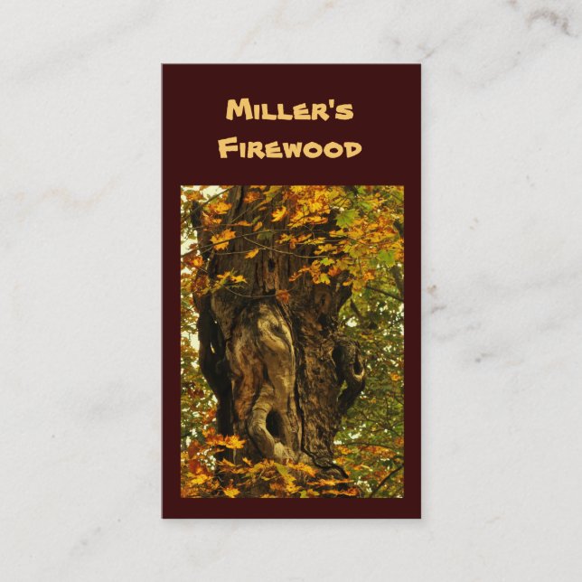 Tarjeta De Visita Leña antigua del árbol (Anverso)