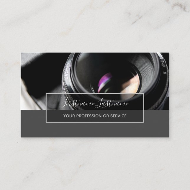 Tarjeta De Visita Lente de cámara DSLR para fotógrafos (Anverso)