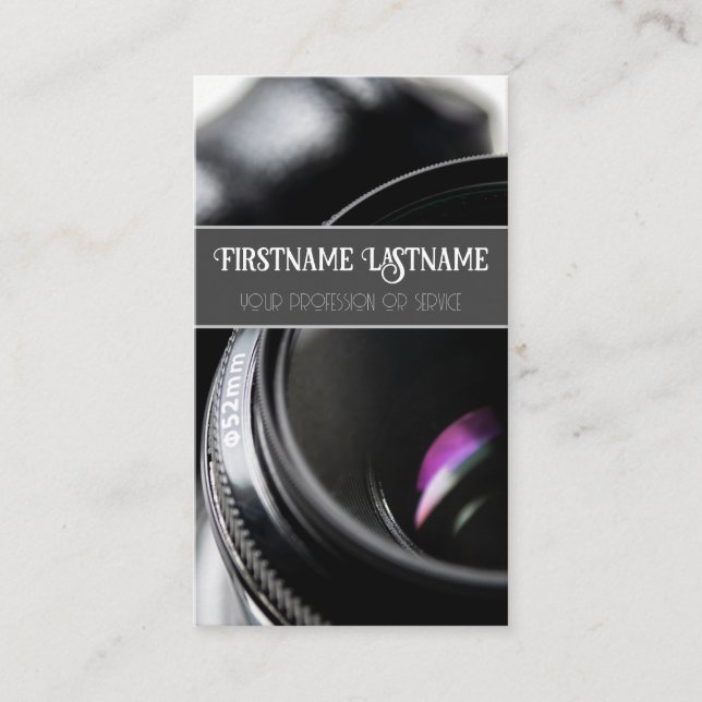 Tarjeta De Visita Lente de cámara DSLR para fotógrafos (Anverso)