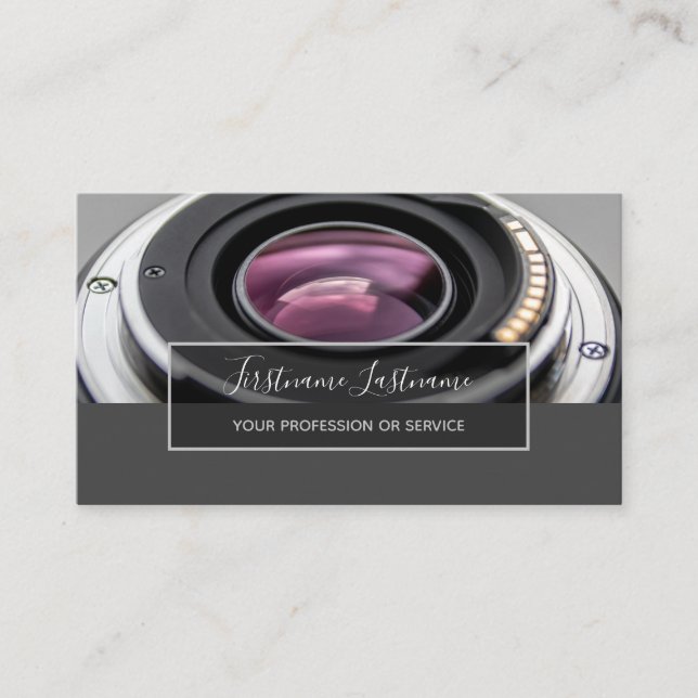 Tarjeta De Visita Lente de cámara DSLR para fotógrafos de vídeo B (Anverso)