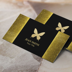 Tarjeta De Visita Lentejuela elegante del oro de la mariposa del