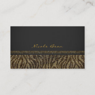 Tarjeta De Visita Lentejuelas de brillo de cebra Glam Chic moderno e