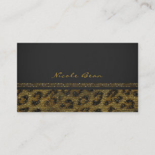 Tarjeta De Visita Lentejuelas de destellos de leopardo Glam Chic Mod