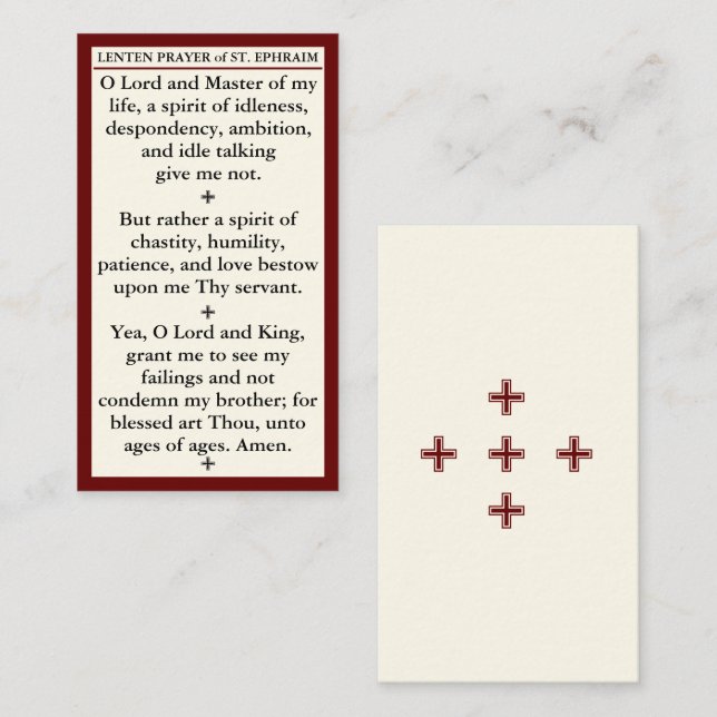Tarjeta De Visita Lenten Prayer of St. Ephraim the Syrian mini card (Anverso / Reverso)