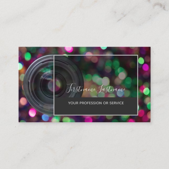 Tarjeta De Visita Lentes de cámara DSLR para fotógrafos (Anverso)
