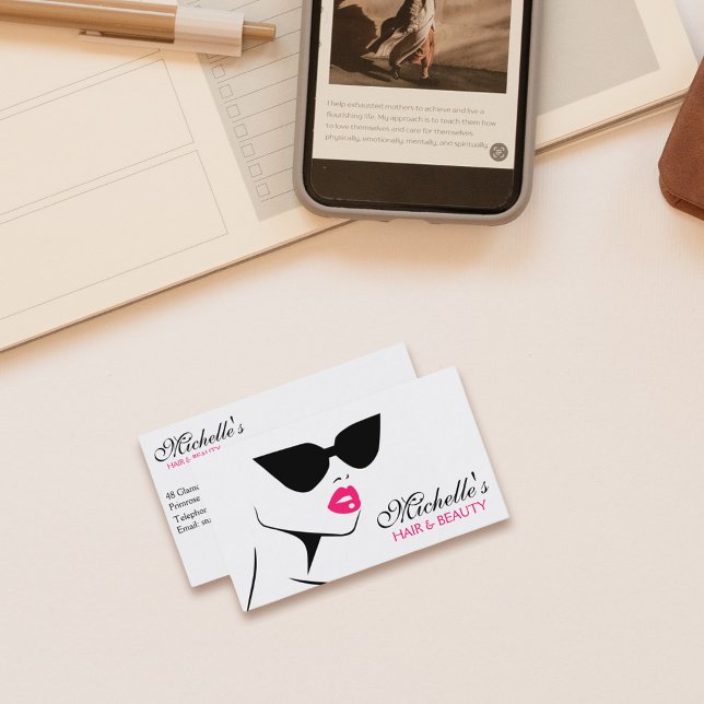 Tarjeta De Visita Lentes de sol retro maquillaje de pelo y belleza (Subido por el creador)