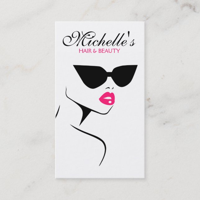 Tarjeta De Visita Lentes de sol retro maquillaje de pelo y belleza (Anverso)