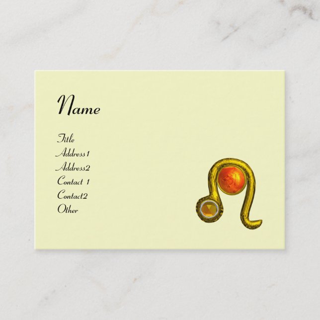 Tarjeta De Visita LEO, topaz amarillo rojo blanco y brillante brilla (Anverso)