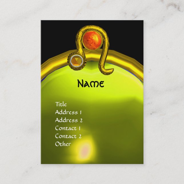 Tarjeta De Visita LEO, TOPAZ MONOGRAM naranja negro amarillo brillan (Anverso)