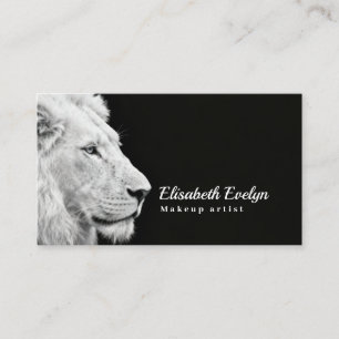 Tarjeta De Visita León blanco de perfil – Majestad monocroma en cont