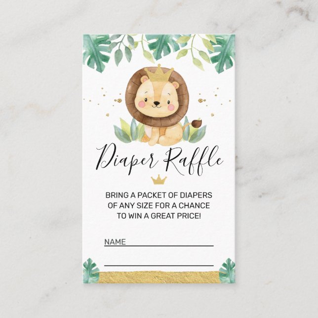 Tarjeta De Visita Leon Crown Baby Shower Diaper Raffle Insert (Anverso)