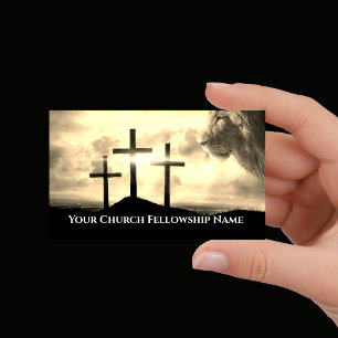 Tarjeta De Visita León de Judá Tres Cruces Iglesia Puesta de Sol Dor