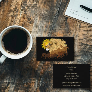 Tarjeta De Visita León negro amarillo Mandal Sol