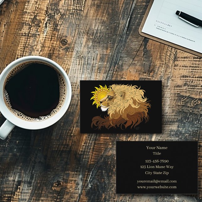 Tarjeta De Visita León negro amarillo Mandal Sol (Subido por el creador)