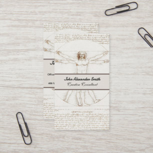 Tarjeta De Visita Leonardo da Vinci Hombre de Vitruvio Arte Antiguo 