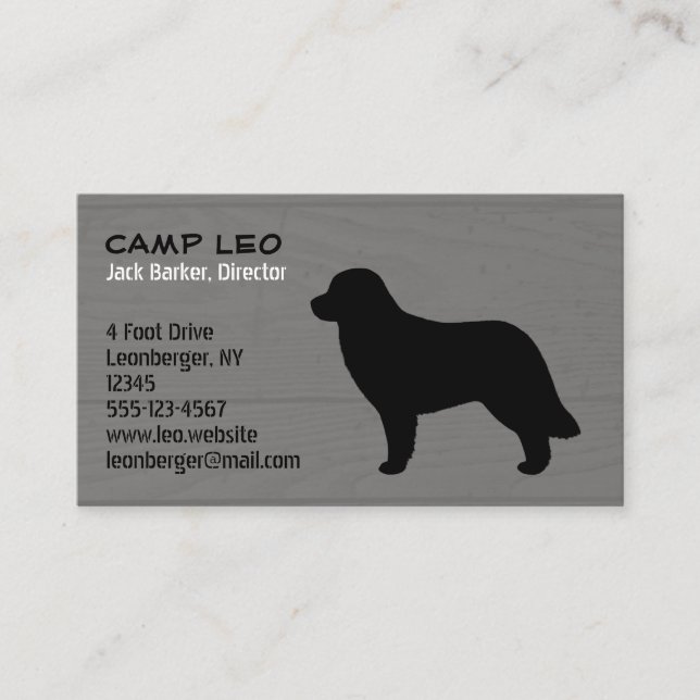 Tarjeta De Visita Leonberger Dog Breed Silhouette (Anverso)