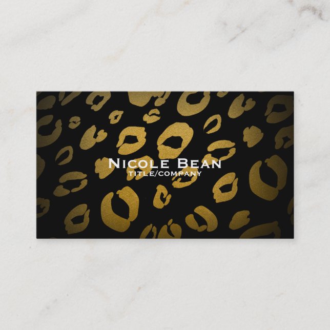 Tarjeta De Visita Leopard Cheetah Print Gold & Black Business Card (Anverso)