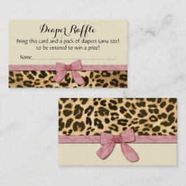 Tarjeta De Visita Leopard Chica rosa Baby Shower Diaper Raffle Card