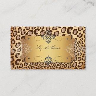 Tarjeta De Visita LEOPARD DE LA VINTAGE DE PixDezines+LACE DAMASK
