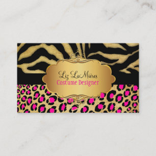 Tarjeta De Visita LEOPARD DE VINTAGE DE PixDezines+ZEBRA+FAUX+ORO+ET