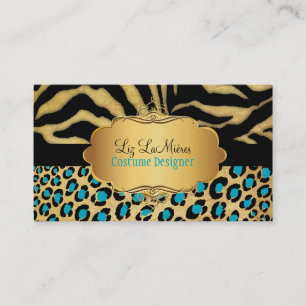 Tarjeta De Visita LEOPARD DE VINTAGE DE PixDezines+ZEBRA+FAUX+ORO+ET
