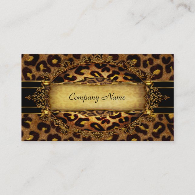 Tarjeta De Visita Leopard Gold Black Boutique Card Elegant 2 (Anverso)