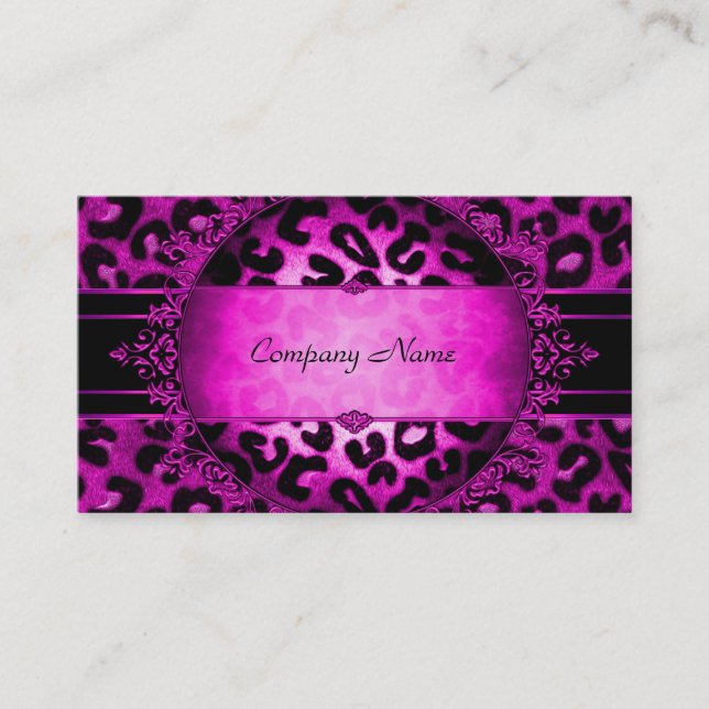 Tarjeta De Visita Leopard Hot Pink Black Boutique Card Elegante (Anverso)