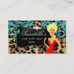 Tarjeta De Visita Leopard Makeup Jewelry Fashion Blonde