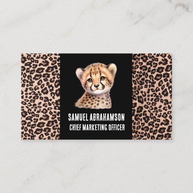 Tarjeta De Visita Leopard Print Kawaii Premier (Anverso)