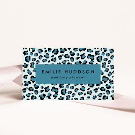 Tarjeta De Visita Leopard Print, Leopard Spots, Blue Leopard