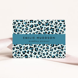 Tarjeta De Visita Leopard Print, Leopard Spots, Blue Leopard