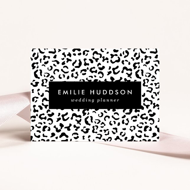 Tarjeta De Visita Leopard Print, Leopard Spots, Negro Y Blanco (Subido por el creador)