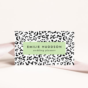 Tarjeta De Visita Leopard Print, Leopard Spots, Negro Y Blanco