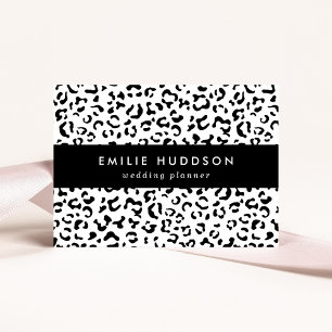 Tarjeta De Visita Leopard Print, Leopard Spots, Negro Y Blanco