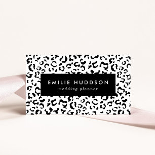 Tarjeta De Visita Leopard Print, Leopard Spots, Negro Y Blanco
