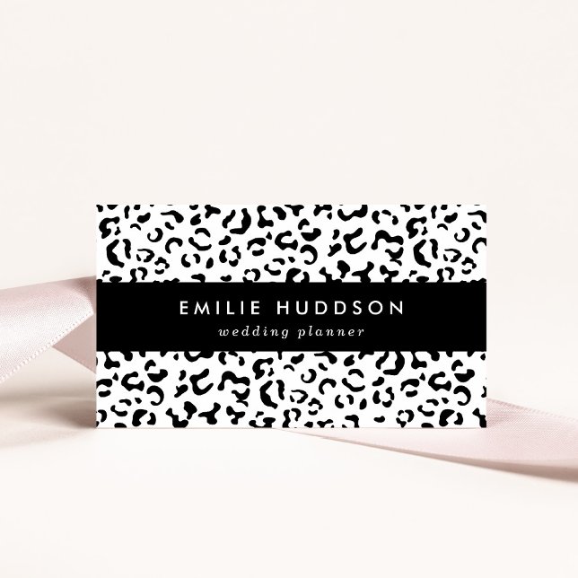 Tarjeta De Visita Leopard Print, Leopard Spots, Negro Y Blanco (Subido por el creador)