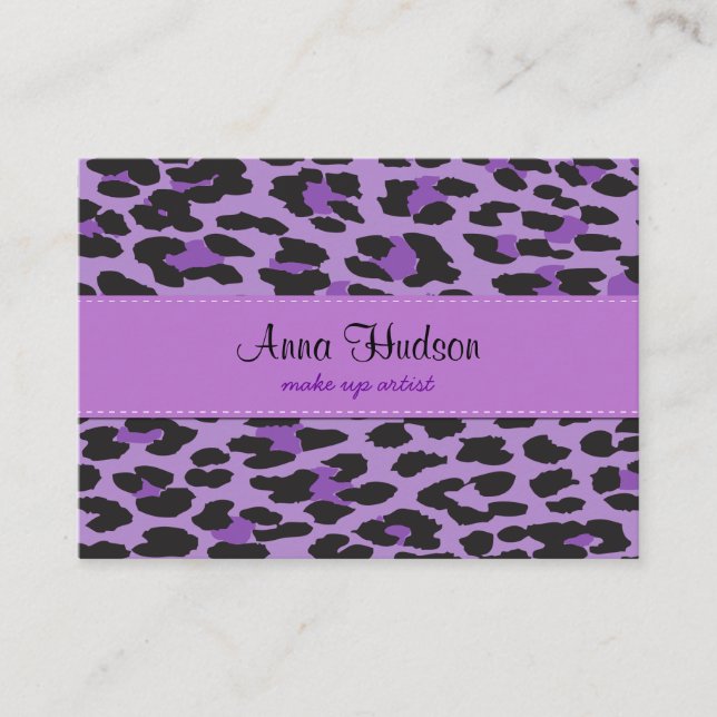 Tarjeta De Visita Leopard Print, Leopard Spots, Purple Leopard (Anverso)