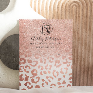 Tarjeta De Visita Leopard rosa oro purpurina logo joyería