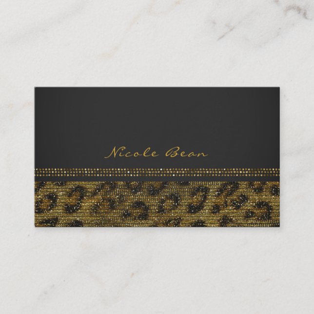 Tarjeta De Visita Leopard Sparkle Sequins Glam Moda moderna elegante (Anverso)