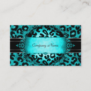 Tarjeta De Visita Leopard Verde azulado Blue Boutique Card Elegant