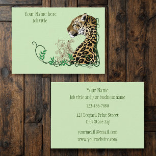 Tarjeta De Visita Leopard Wild Cat Green Henna