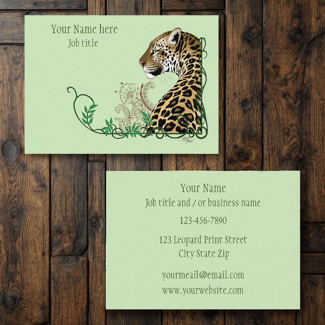 Tarjeta De Visita Leopard Wild Cat Green Henna (Subido por el creador)