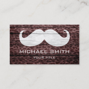 Tarjeta De Visita Leopardo de bigote en textura de madera #4