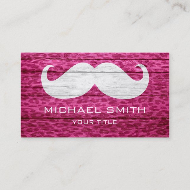 Tarjeta De Visita Leopardo de bigote sobre textura de madera (Anverso)
