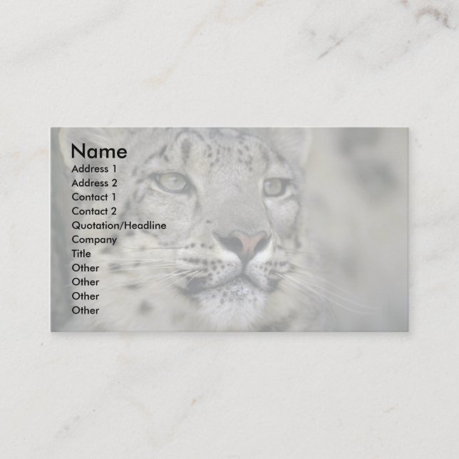 Tarjeta De Visita Leopardo de la nieve (Anverso)