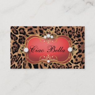 Tarjeta De Visita Leopardo rojo del moreno del negro del Ciao Bella