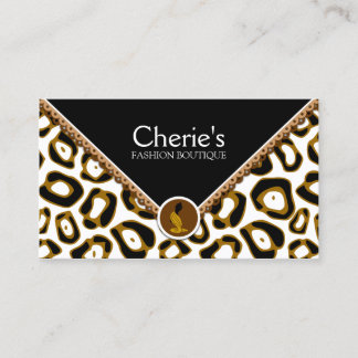 Tarjeta De Visita Leopardo y cordón elegantes