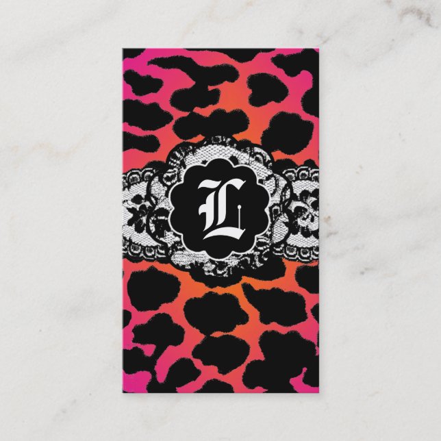 Tarjeta De Visita Leopardo y cordón rosados del fuego 311 (Anverso)